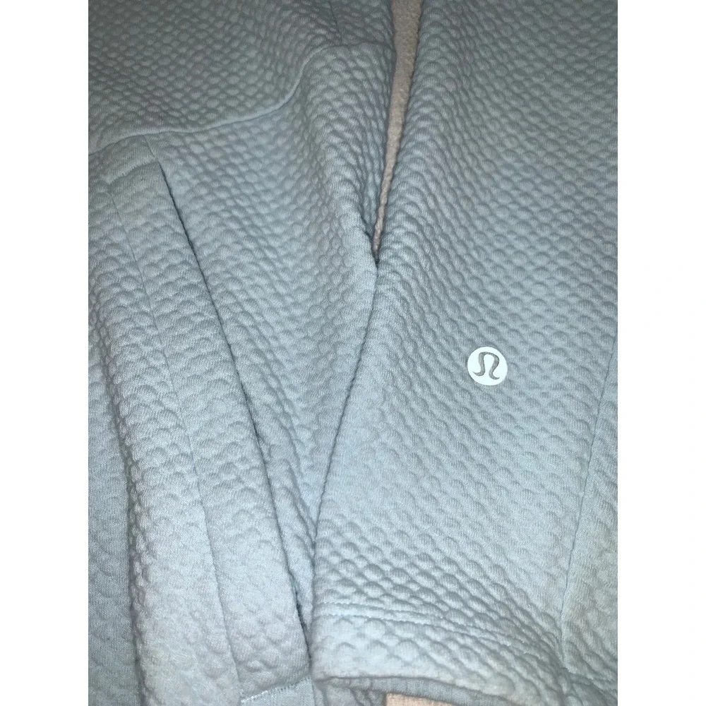 Lululemon Mens At Ease Hoodie Light Blue Textured Waffle Knit Pullover XS